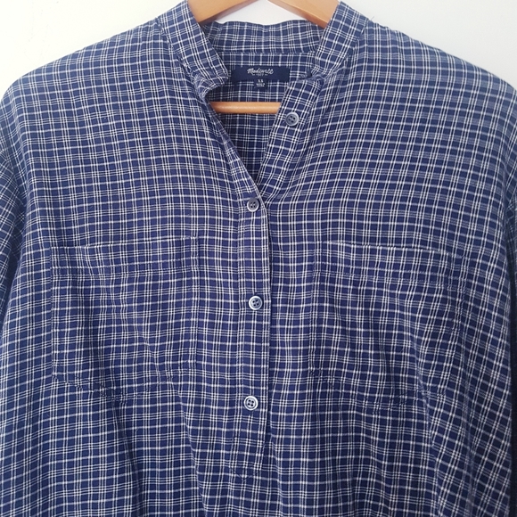 MADEWELL Blue Paid Pullover Shirt - Picture 3 of 10